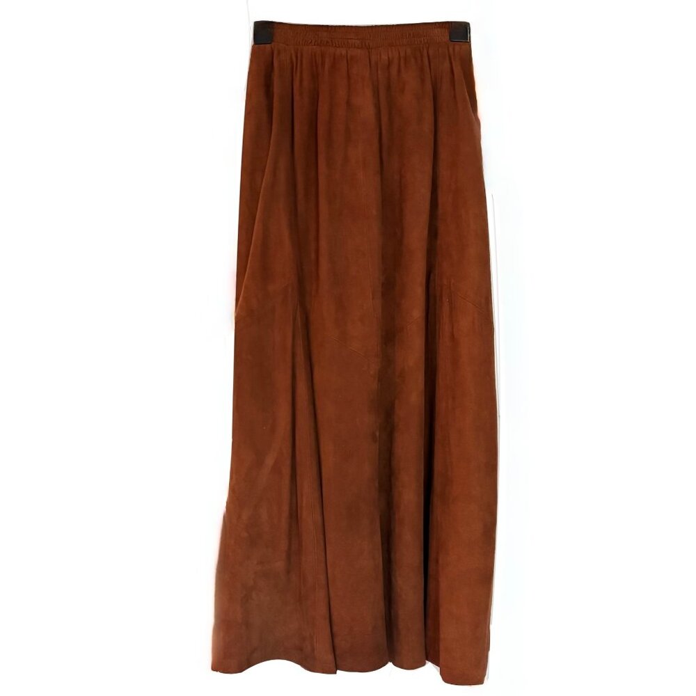 J.McLaughlin Real Suede Midi Skirt Boho A-line Western Flare Women's S Vintage - Picture 3 of 9